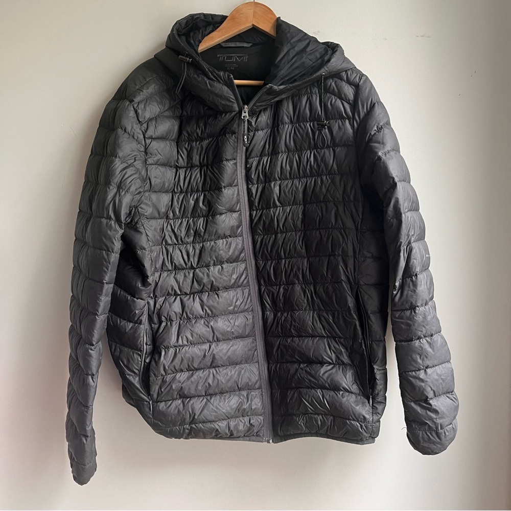 Tumi Charcoal Hooded Puffer Jacket